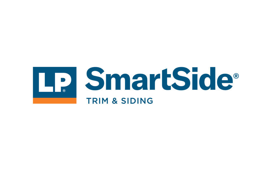 LP SmartSide logo with blue square and orange bar; text: SmartSide Trim & Siding.
